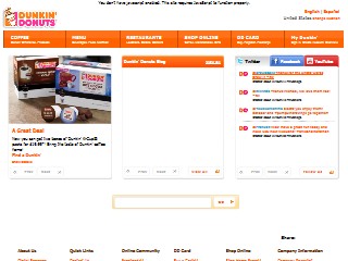 Web site www.dunkindonuts.com, Dunkin Donuts